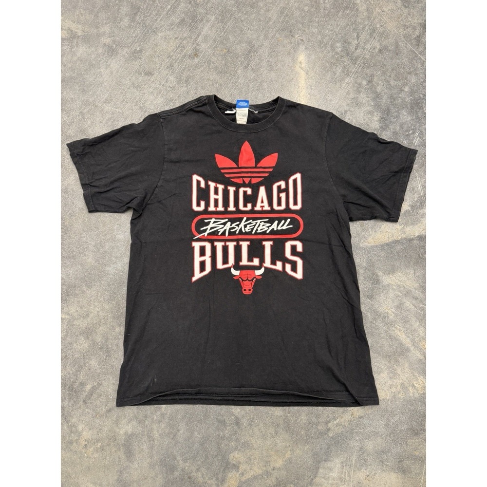 Chicago Bulls Adidas Black Basketball Shirt Sleeve T Shirt Men's Size XL Graphic